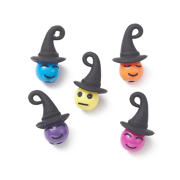 

PandaHall Acrylic Pendants, Baking Painted, 3D Magic Hat,Round with Expression, Mixed Color, 18x11x11mm, Hole: 1.5mm Acrylic Hat Multicolor