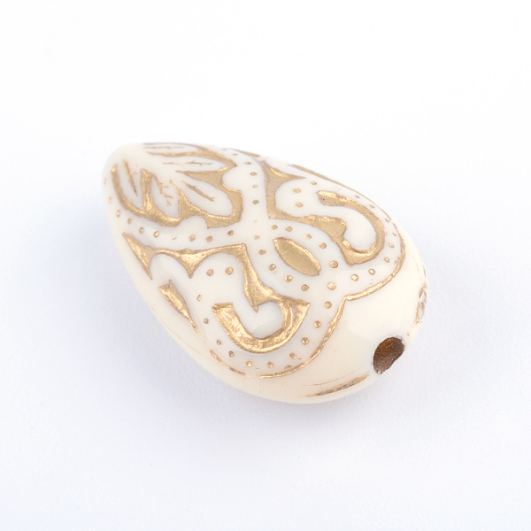 

PandaHall Teardrop Plating Acrylic Beads, Golden Metal Enlaced, Beige, 18x11.5x7.5mm, Hole: 1.5mm, about 588pcs/500g Acrylic Teardrop Yellow