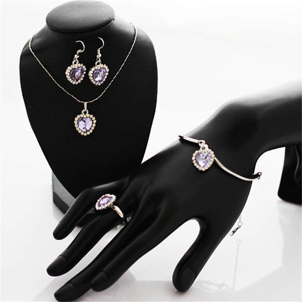 Collier pendentif en alliage de cœur avec cristal