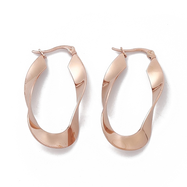 

PandaHall 201 Stainless Steel Twist Oval Hoop Earrings with 304 Stainless Steel Pins for Women, Light Gold, 42~43.5x19.4~21x0.9~1mm, Pin...