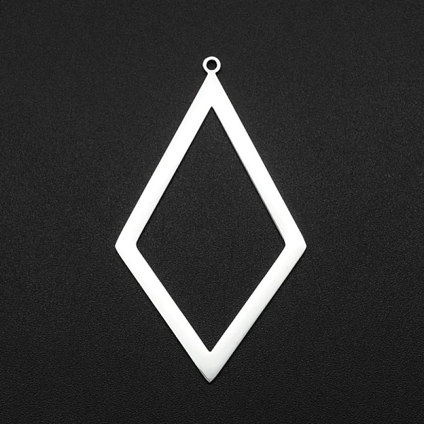 

PandaHall 201 Stainless Steel Big Pendants, Laser Cut, Hollow, Rhombus, Stainless Steel Color, 55x31x1mm, Hole: 1.6mm 201 Stainless Steel...