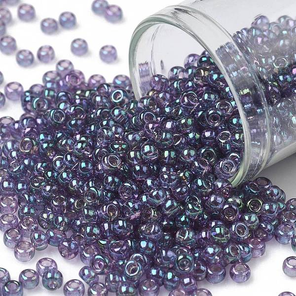 

PandaHall TOHO Round Seed Beads, Japanese Seed Beads, (206) Gold Luster Hydrangea, 8/0, 3mm, Hole: 1mm, about 222pcs/10g Glass Purple