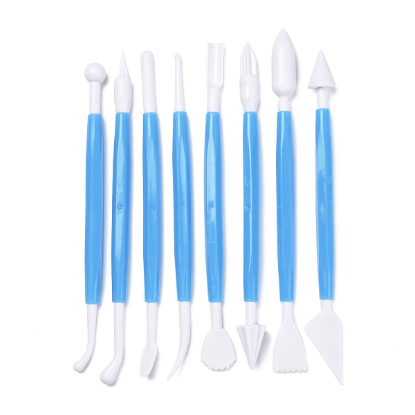 PandaHall 8Pcs Plastic Double Heads Modeling Clay Sculpting Tools Set, for Children DIY Pottery Clay Craft Supplies, Dodger Blue...