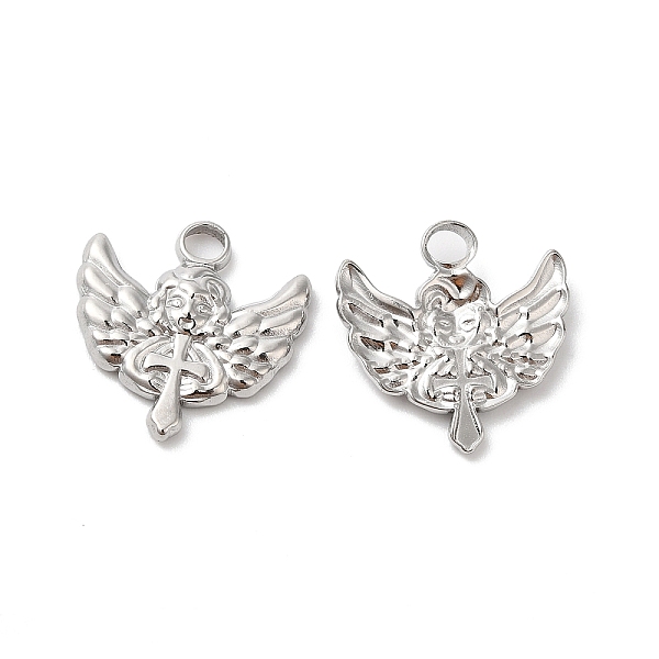 

PandaHall 304 Stainless Steel Pendants, Angel Charms, Stainless Steel Color, 16x15x2mm, Hole: 2.5mm 304 Stainless Steel Angel & Fairy