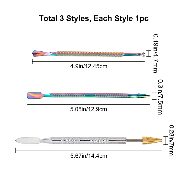 

PandaHall 3Pcs Gorgecraft Triangle Head Stainless Steel UV Gel Nail Polish Remover Cleaner, Manicure Pedicure Cuticle Tools, Mixed Color...