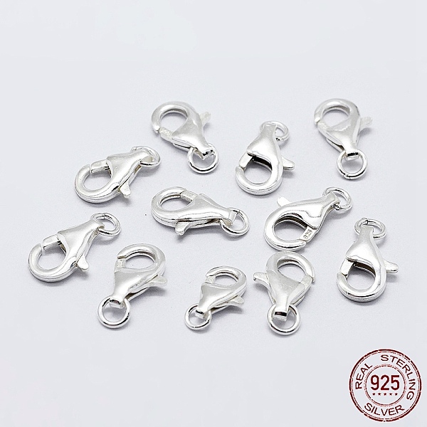Rhodium Plated 925 Sterling Silver Lobster Claw Clasps