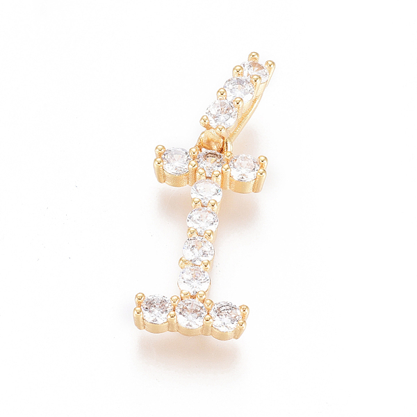 

PandaHall Golden Plated Brass Micro Pave Clear Cubic Zirconia Pendants, Long-Lasting Plated, Letter, Letter.I, 22x11x3.5mm, Hole: 7x3mm...
