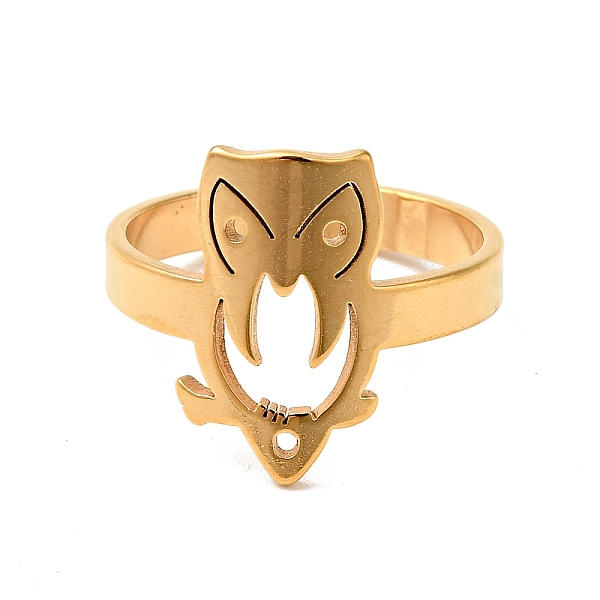 

PandaHall Ion Plating(IP) 201 Stainless Steel Owl Finger Ring for Women, Golden, US Size 6 1/2(16.9mm) 201 Stainless Steel