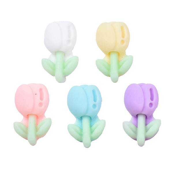 

PandaHall Opaque Resin Cabochons, Flower, Mixed Color, 18x10.5x6mm Resin Flower Multicolor