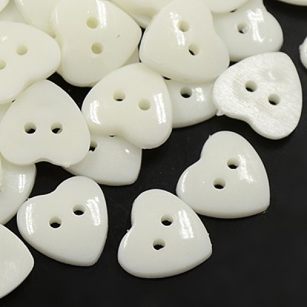 

PandaHall Acrylic Heart Buttons, Plastic Sewing Buttons for Costume Design, 2-Hole, Dyed, White, 14x14x3mm, Hole: 1mm Acrylic Heart White