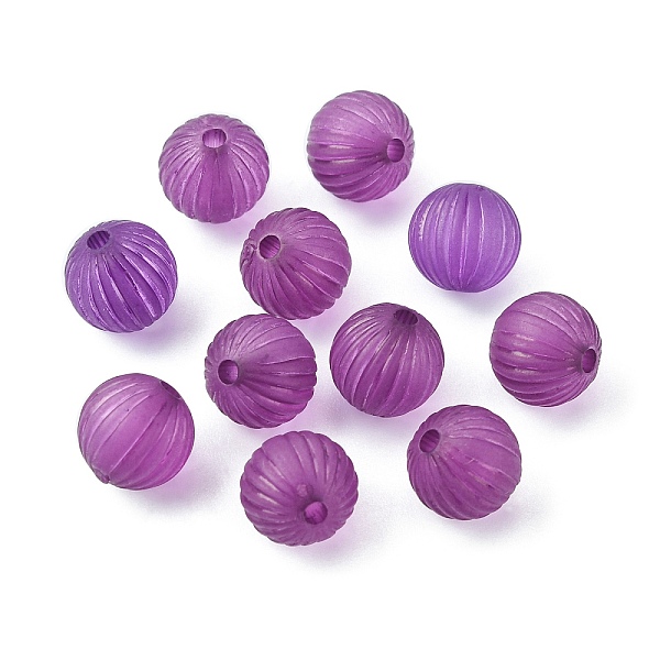 

PandaHall Transparent Acrylic Corrugated Beads, Round, Frosted, Dark Violet, 9~9.5mm, Hole: 2mm, about 900pcs/500g Acrylic Round