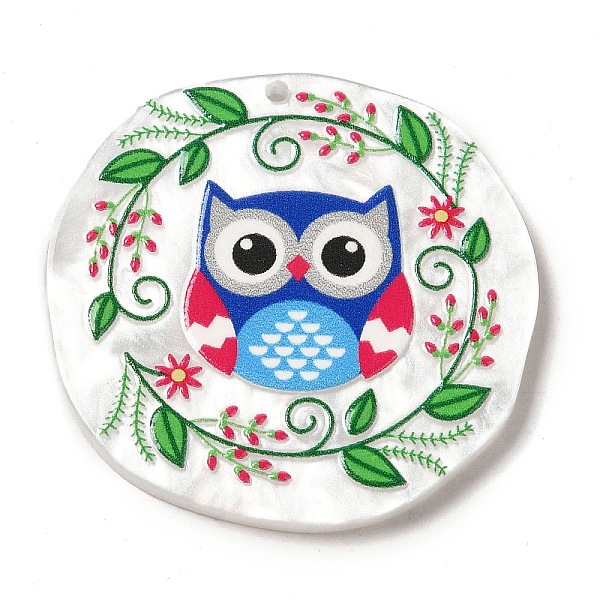 

PandaHall Acrylic Pendants, Owl, 36.5x37x2.8mm, Hole: 1.5mm Acrylic Owl White