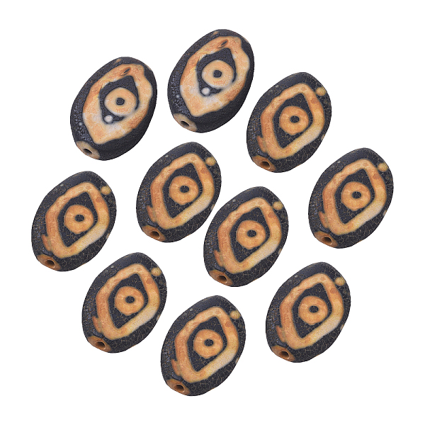 PandaHall Tibetan Style 2-Eye dZi Beads, Natural Agate Beads, Dyed & Heated, Nuggets, Coffee, 28~30x18~20x5mm, Hole: 1.8mm, 10pcs/box...