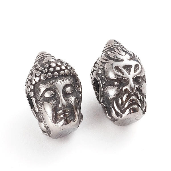 

PandaHall Buddhist 304 Stainless Steel Beads, Buddha Head, Antique Silver, 14x8.5x9.2mm, Hole: 1.8mm 304 Stainless Steel Human