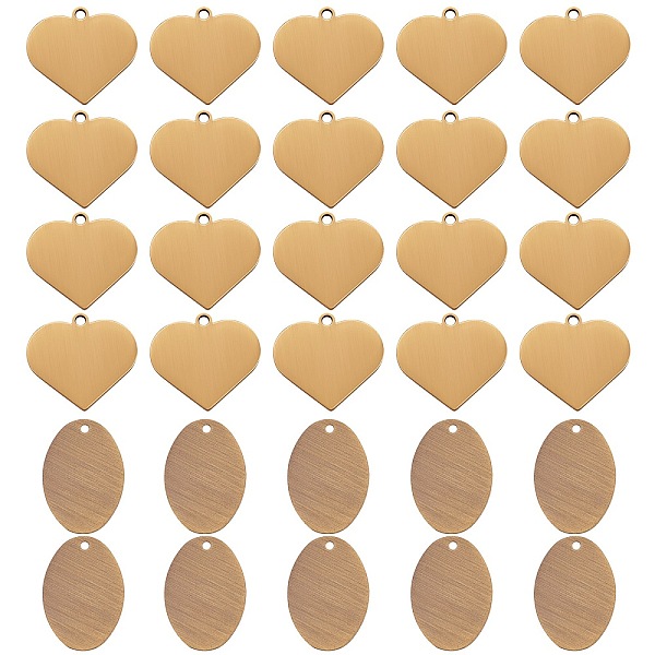 

PandaHall 30Pcs 2 Style Brass Pendants, Stamping Blank Tag, Long-Lasting Plated, Heart & Oval, Antique Bronze, 18~22x14~20x0.8~1mm, Hole...