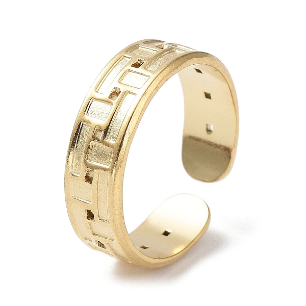 

PandaHall 304 Stainless Steel Grooved Rectangle Cuff Ring Findings, Ring Settings, Ring Core Blank for Enamel, Real 18K Gold Plated, Inner...