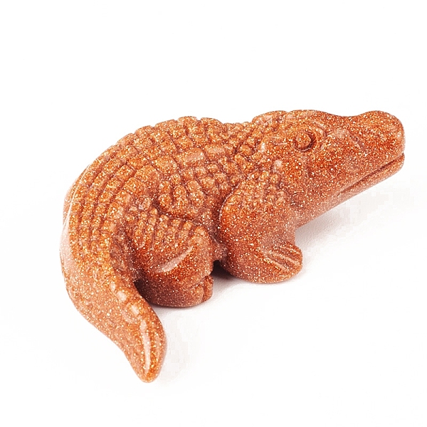 

PandaHall Natural Goldstone Display Decorations, Reiki Energy Stone Figurine, Crocodile, 51x37x17.5mm Goldstone Other Animal