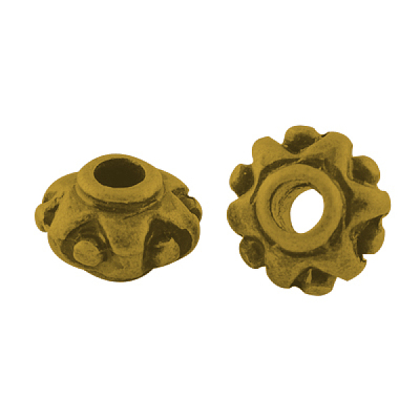 

PandaHall Tibetan Style Spacer Beads, Cadmium Free & Nickel Free & Lead Free, Donut, Antique Golden, 7x5mm, Hole: 2mm Alloy Donut