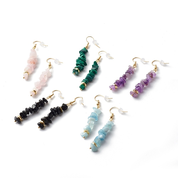 Natural Mixed Chip Gemstone Dangle Earring