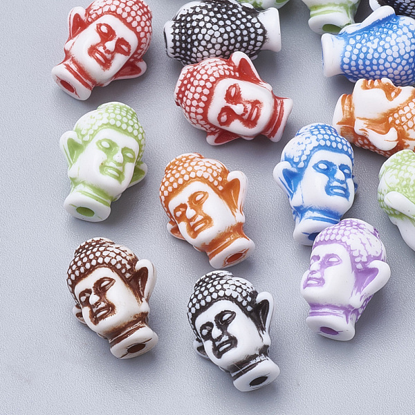 

PandaHall Craft Style Acrylic Beads, Buddha, Mixed Color, 12.5x10x8mm, Hole: 1.8mm, about 1100pcs/500g Acrylic Others Multicolor