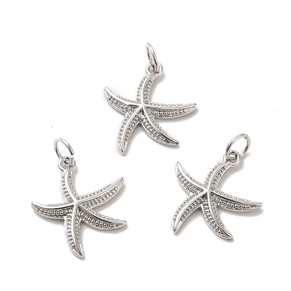 

PandaHall Rack Plating Eco-Friendly Brass Pendants, with Jump Ring, Long-Lasting Plated, Lead Free & Cadmium Free, Starfish Charm, Platinum...