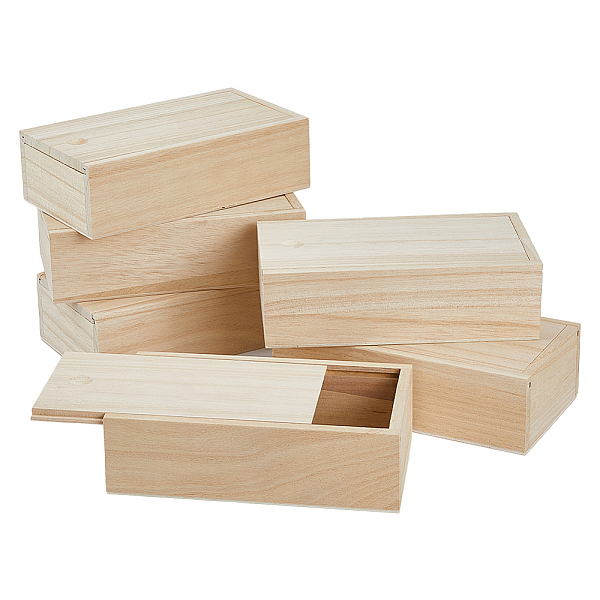 

PandaHall SUPERFINDINGS 6Pcs Wood Box with Slide Lid 6.6x3.7inch Unfinished Wooden Storage Box Small Wooden Box Trinket Storage Box with...