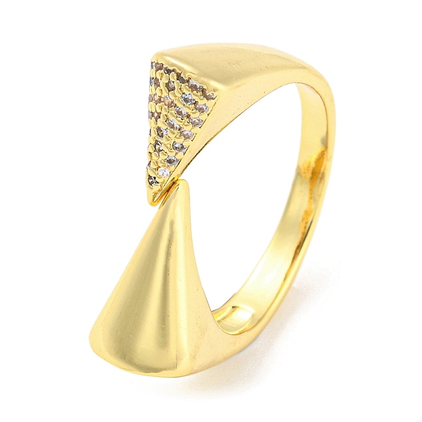 

PandaHall Rack Plating Brass with Clear Cubic Zirconia Triangle Open Cuff Rings, Long-Lasting Plated, Lead Free & Cadmium Free, Real 18K...