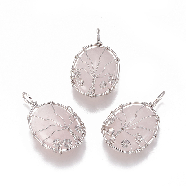 

PandaHall Natural & Synthetic Mixed Stone Pendants, with Brass Findings, Oval with Tree, Platinum, 43.5x26x9mm, Hole: 5.5x4mm Mixed Stone...