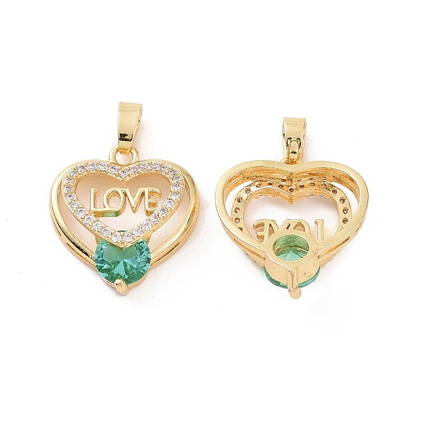 

PandaHall Brass Micro Pave Clear Cubic Zirconia Charms, Heart with Word Love Charms, Clear & Green, Real 18K Gold Plated, 17x16.5x6.5mm...