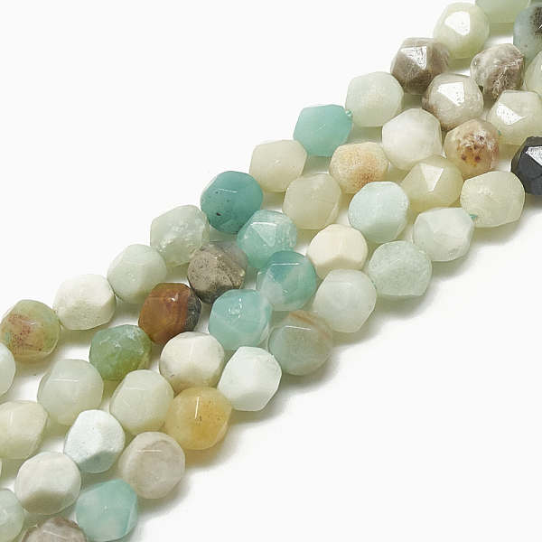 

PandaHall Natural Flower Amazonite Beads Strands, Faceted, Round, 7.5~8x7~8x7~8mm, Hole: 1mm, about 45~46pcs/strand, 14.2~14.6 inch Flower...