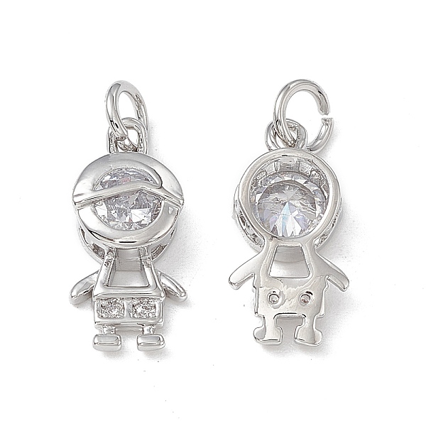 

PandaHall Brass Micro Pave Cubic Zirconia Pendants, with Jump Ring, Boy Charm, Platinum, 16x8x4mm, Hole: 3.4mm Brass+Cubic Zirconia Human..., Clear