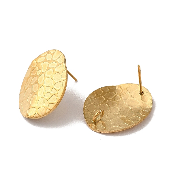 

PandaHall Ion Plating(IP) 304 Stainless Steel Stud Earrings Findings, with Vertical Loop, Textured Oval, Golden, 20x16mm, Hole: 2.5mm, Pin...