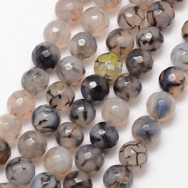 

PandaHall Natural Dragon Veins Agate Bead Strands, Round, Grade A, Faceted, Dyed & Heated, BurlyWood, 10mm, Hole: 1mm, about 37pcs/strand..., Orange