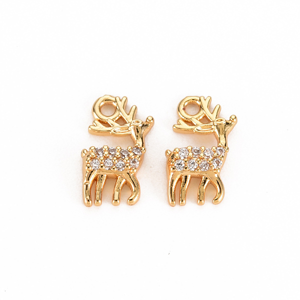 

PandaHall Brass Micro Pave Clear Cubic Zirconia Charms, Nickel Free, Deer, Real 18K Gold Plated, 11x7x2.5mm, Hole: 1.2mm Brass+Cubic...