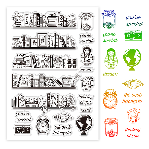 PandaHall TPR Stamps, with Acrylic Board, for Imprinting Metal, Plastic, Wood, Leather, Book Pattern, 16x11cm Acrylic Book