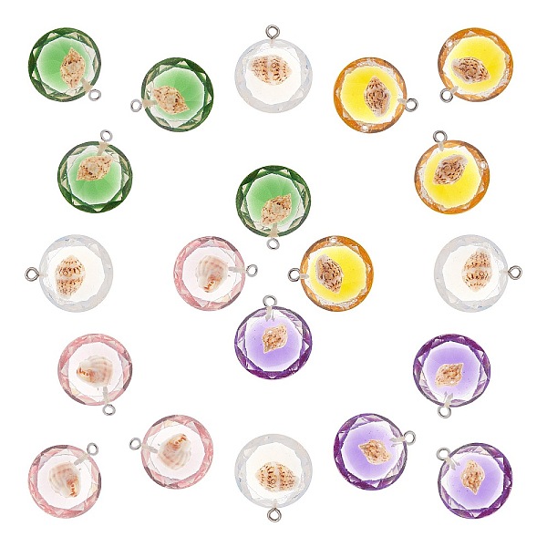 

PandaHall SUNNYCLUE Transparent Epoxy Resin Pendants, with Natural Shell Inside and Platinum Plated Iron Loop, Diamond Shape, Mixed Color..., Multicolor