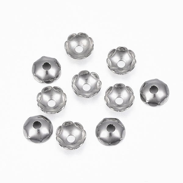 

PandaHall 304 Stainless Steel Bead Caps, Flower, Multi-Petal, Stainless Steel Color, 8x2.8mm, Hole: 2mm 304 Stainless Steel