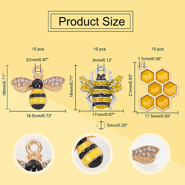 

PandaHall Alloy Enamel Pendants, Bees, Yellow, 18.5x22x5mm, Hole: 1.8mm Alloy+Enamel Bees Yellow