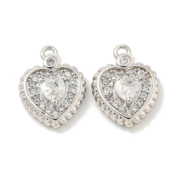 

PandaHall Brass Micro Pave Clear Cubic Zirconia Pendants, Heart Charms, Real Platinum Plated, 14.5x11x3.8mm, Hole: 1.5mm Brass+Cubic...