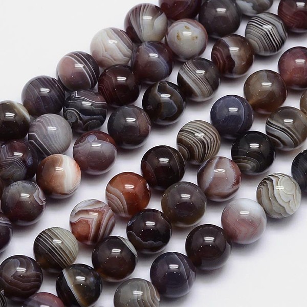 

PandaHall Round Natural Botswana Agate Bead Strands, 12mm, Hole: 1mm, about 32pcs/strand, 15.5 inch Botswana Agate Round