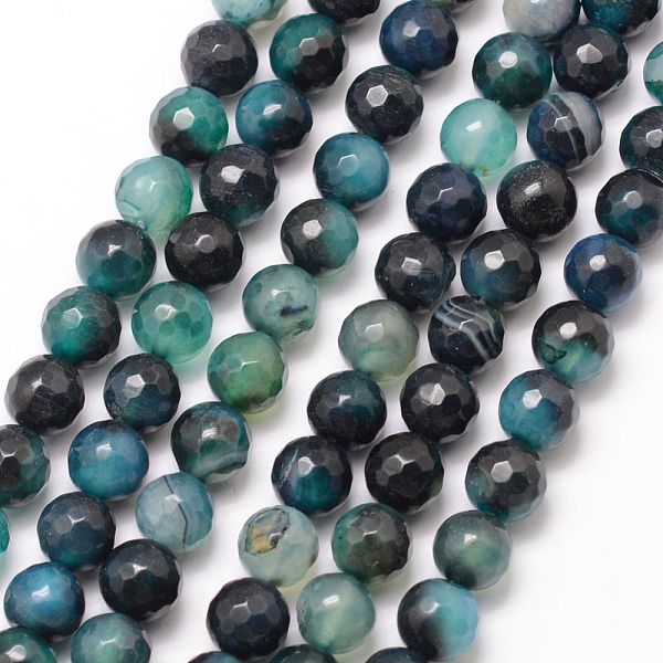 

PandaHall Natural Fire Crackle Agate Bead Strands, Round, Grade A, Faceted, Dyed & Heated, Medium Turquoise, 8mm, Hole: 1mm, about..., Cyan