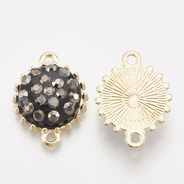

PandaHall Alloy Links connectors, with Polymer Clay Rhinestone, Flat Round, Light Gold, Black Diamond, 19x14.5x5mm, Hole: 1.5mm...