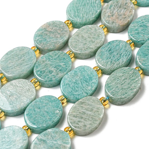 

PandaHall Natural Amazonite Beads Strands, with Seed Beads, Flat Oval, 18x14~14.5x5~6mm, Hole: 1.2mm, about 18pcs/strand, 15.20~15.28 inch...