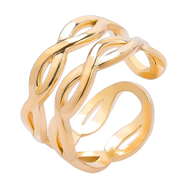 

PandaHall Titanium Steel Infinity Open Cuff Rings for Men Women, Golden Titanium Steel Infinity