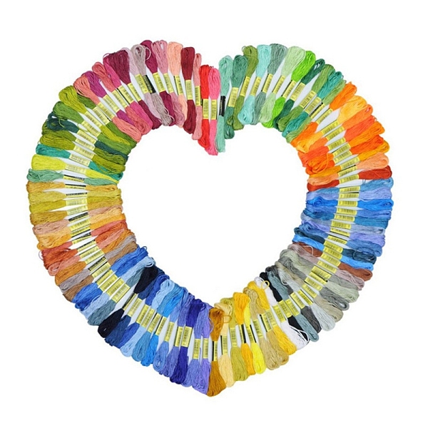 

PandaHall 100 Skeins 100 Colors 6-Ply Polyester Embroidery Floss, Cross-Stitch Threads, Mixed Color, 0.4mm, about 8.75 Yards(8m)/skein, 1..., Multicolor