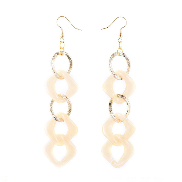 

PandaHall Curb Chain Dangle Earrings, with Aluminum & Acrylic Linking Rings and Brass Earring Hooks, Wheat, 105mm, Pin: 0.7mm Acrylic Orange