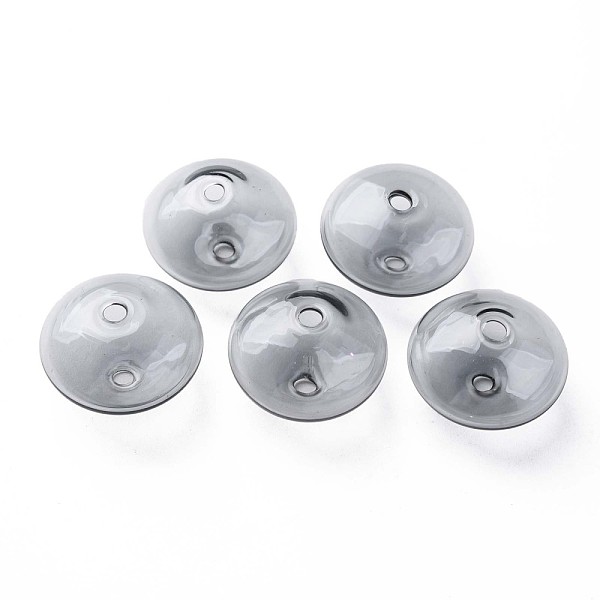 

PandaHall Transparent Handmade Blown Glass Globe Beads, Stripe Pattern, Flat Round, Dark Gray, 20~21x13~14mm, Hole: 1~2mm Glass Flat Round