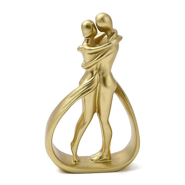 

PandaHall Valentine's Day Resin Couple Figurine, for Home Desktop Decoration, Gold, 74x28x127.5mm Resin Human Gold
