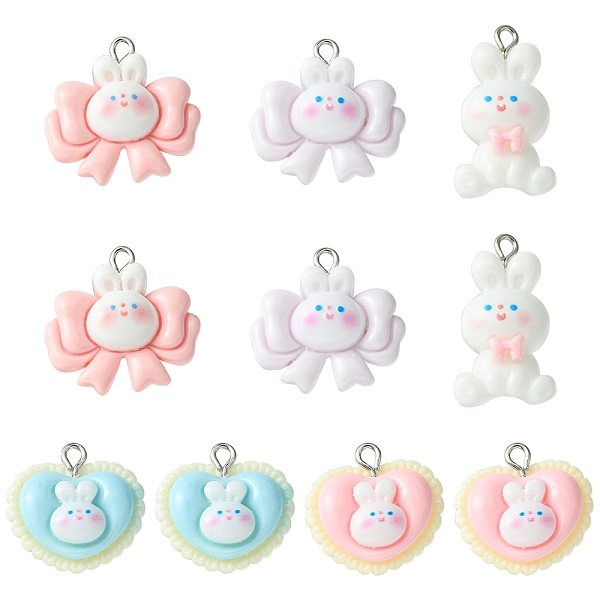 

PandaHall 10Pcs 5 Styles Opaque Resin Pendants, Rabbit Charms, with Platinum Tone Iron Loops, Mixed Shapes, 22.5~30.5x16.5~22.5x6.5~7mm...