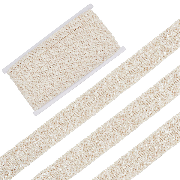 

PandaHall FINGERINSPIRE 20 Yards Braided Cotton Lace Ribbon 3/4 inch Wide Knitted Folding Lace Trim Beige Cotton Sewing Lace Trim for DIY..., Yellow